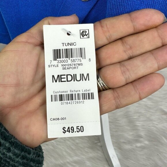 JM Collection Women's NWT Seaport Blue Crew Neck Modern Tunic Knit Sweater M/C36 - Picture 7 of 12